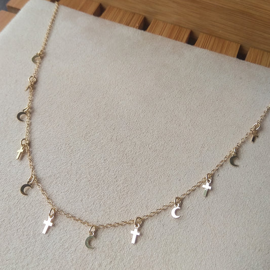 Colar Choker Cruz e Lua - A Bijuteria